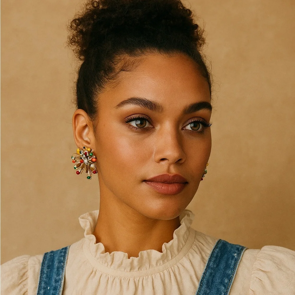 Colorful sunburst carnival drop Earrings